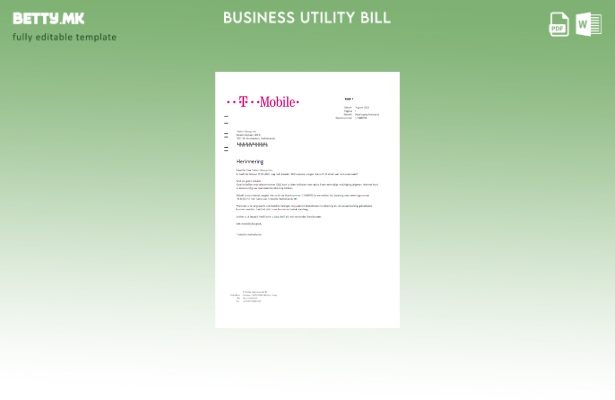 T Mobile Холандија деловна сметка за комунални услуги